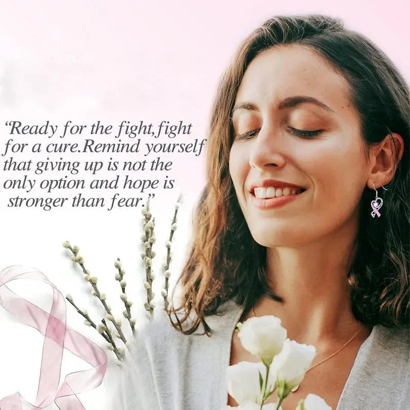 Pink Heart-Shaped Ribbon Shaped Diamond Studded Heart-Shaped Earrings
