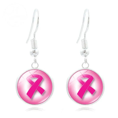 Pink Ribbon Time Gem Earrings