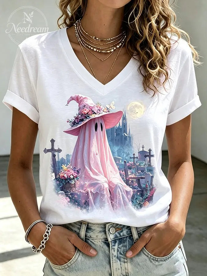 Women'S Ghost Print Short-Sleeve T-Shirt