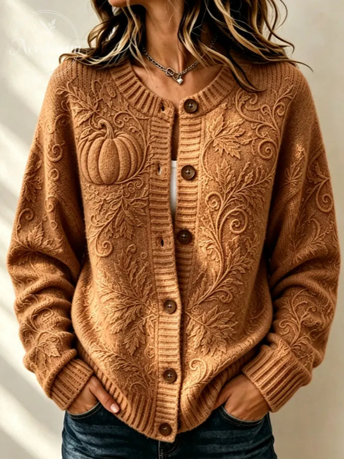 Women'S Casual Printed Knitted Cardigan