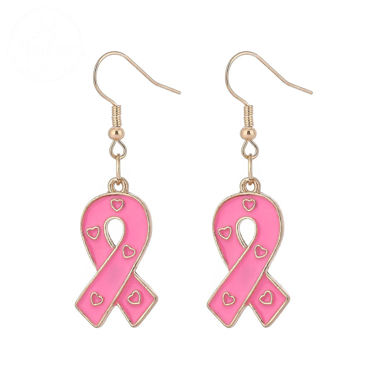 Pink Ribbon Heart Health Breast Cancer Earrings