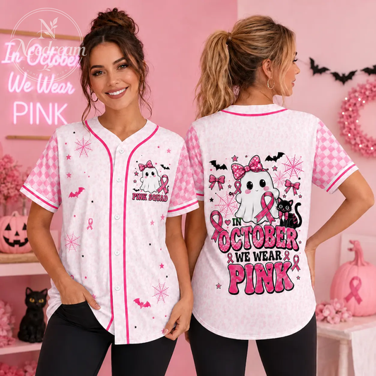 We Wear Pink Print Baseball Jersey