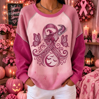 Women's Breast Cancer Awareness Witch Butterfly Printed Sweatshirt