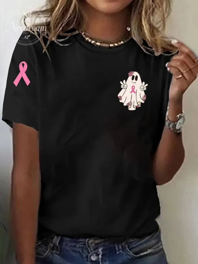 Women's Ghost  Print Casual T-shirt