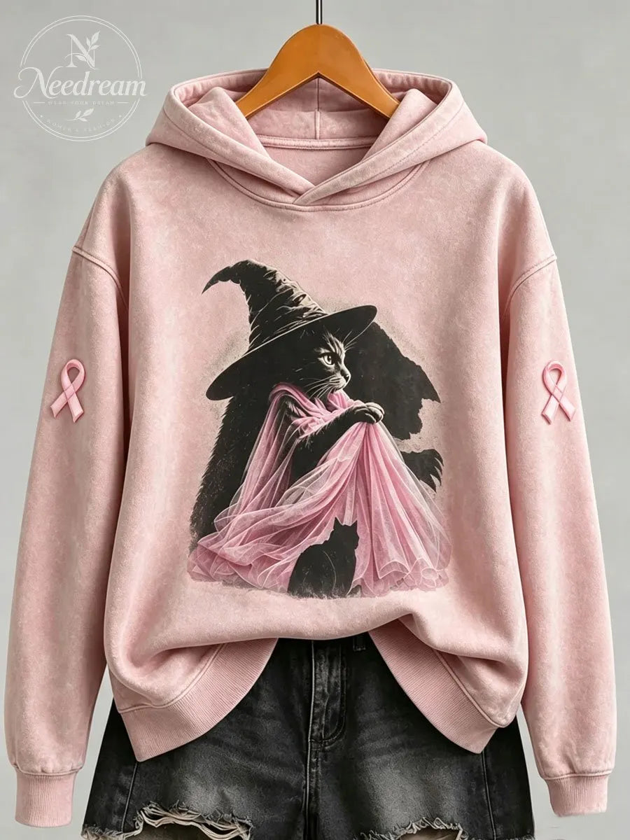 Women's In October We Wear Pink Print Casual Hooded Sweatshirt