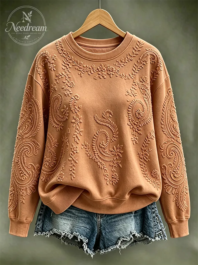 Women's Flower Printed Round Neck Sports Shirt