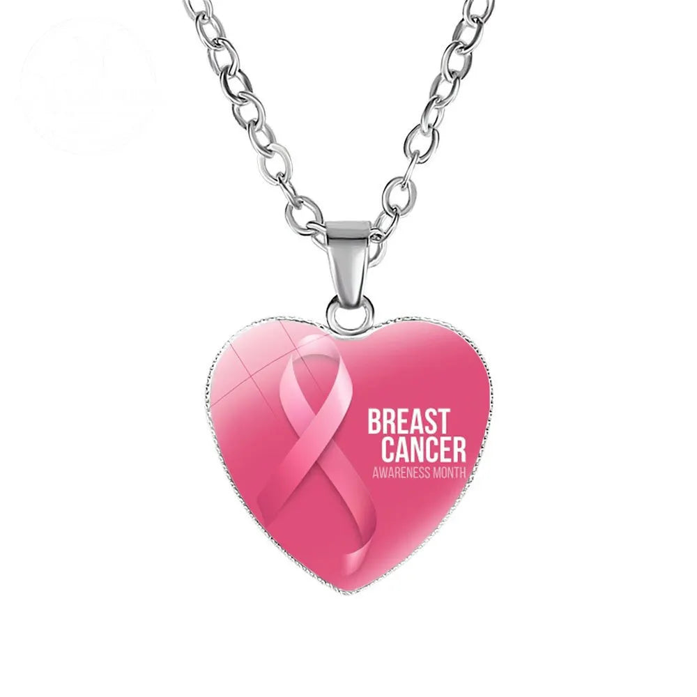 Promote Women'S Breast Logo Pink Ribbon Necklace