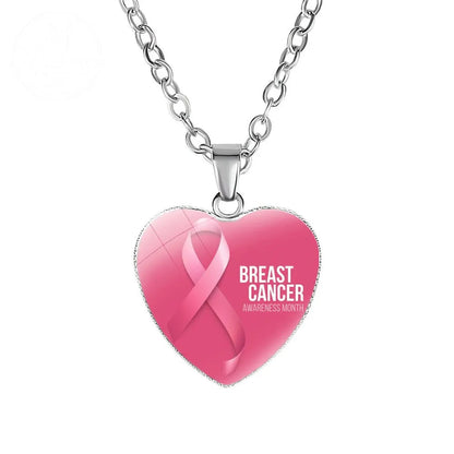 Promote Women'S Breast Logo Pink Ribbon Necklace