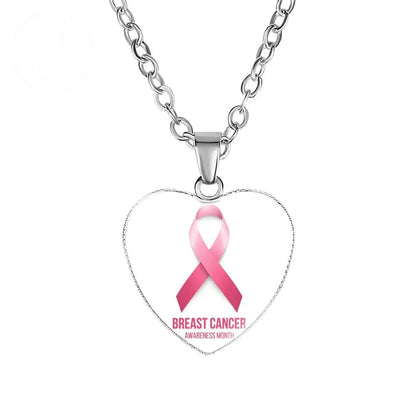 Promote Women'S Breast Logo Pink Ribbon Necklace