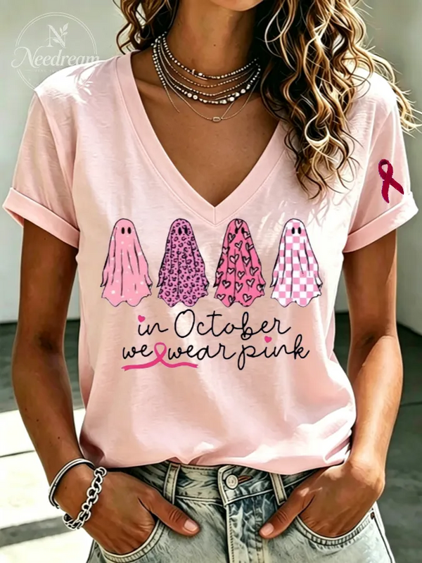 Women'S Breast Cancer Awareness Halloween T-Shirt
