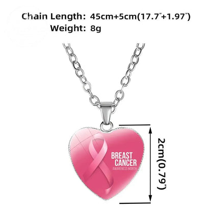 Promote Women'S Breast Logo Pink Ribbon Necklace