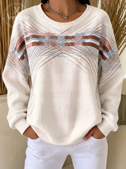 Women's Breast Cancer Awareness Pink Waffle Knit Printed Sweatshirt